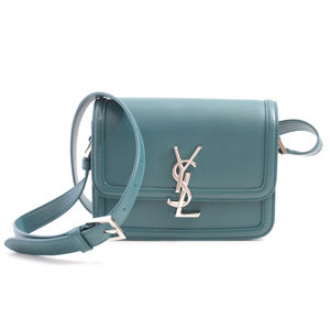 Saint Laurent Solferino Small Satchel Shoulder Bag Calf Blue Green